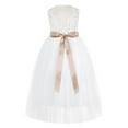 thumbnail image 2 of Ekidsbridal Girl Pageant Flower Girl Dress - White Backless Floral Lace Floor Length Tulle 207R3-A (Size: M-10), 2 of 3