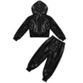 thumbnail image 4 of iixpin Kids Boys Girls Sequins Hip-hop Jazz Latin Street Dance Outfits Hooded Tops with Pants 2pcs Set Black 5-6, 4 of 7