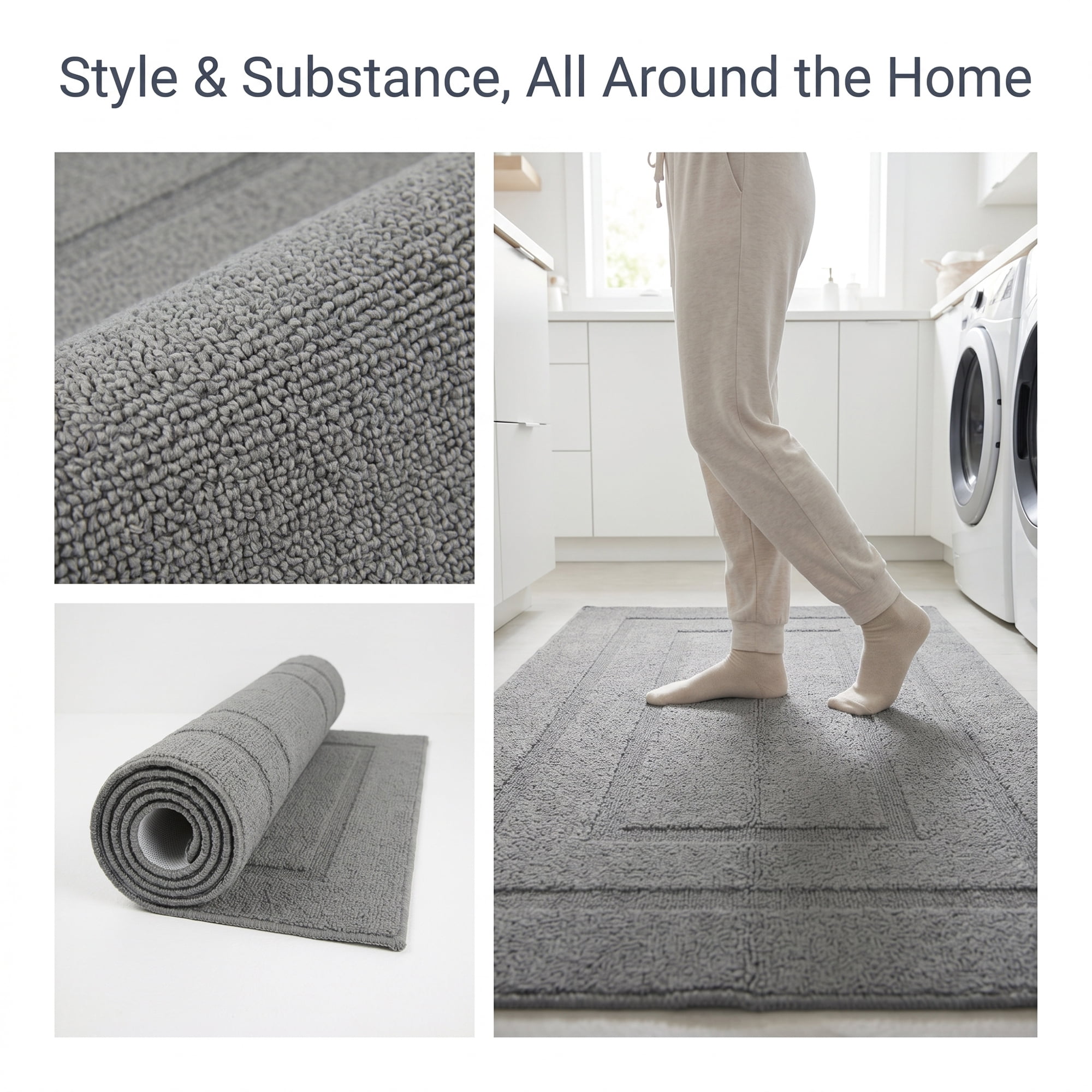 Unique Bargains Geometric Resistant Polypropylene Non Slip Waterproof Mat Grey 35" x 24"
