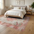 thumbnail image 3 of ODIKA Pink Boho Vintage Bird Botanical Extra Large Blush Flower Distressed for Queen Size Bedroom, Under Bed, Master Suite, Foldable Easy Care, 3 of 7