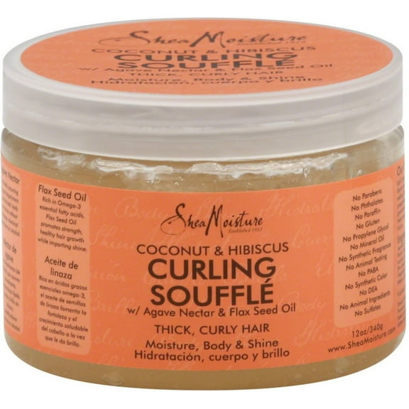 Shea Moisture Curling Gel Souffle, Coconut & Hibiscus 12 oz (Pack of 2)