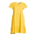 thumbnail image 4 of Time and Tru Women's Short Sleeve Tiered Knit Dress with Pockets, 4 of 5