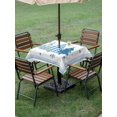 thumbnail image 3 of Outdoor Tablecloth with Umbrella Hole and Zipper, Blue Christmas Trees Square Table Cloth 54x54 Inch Waterproof Tablecloth, Navy Winter Snowflakes Checkered Picnic Table Cover for Patio Camping, 3 of 7
