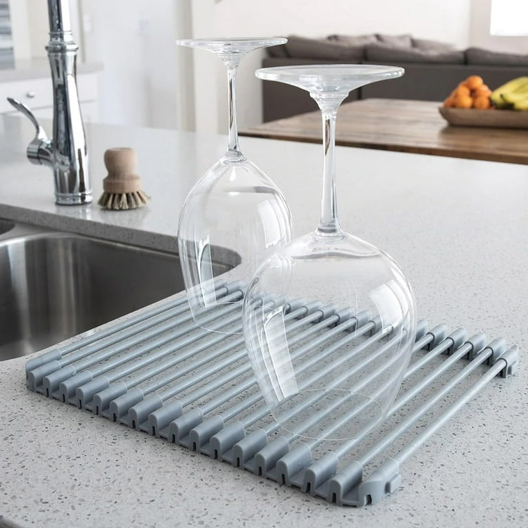 Better Houseware Over the Sink Roll-Up Drying Rack, Gray