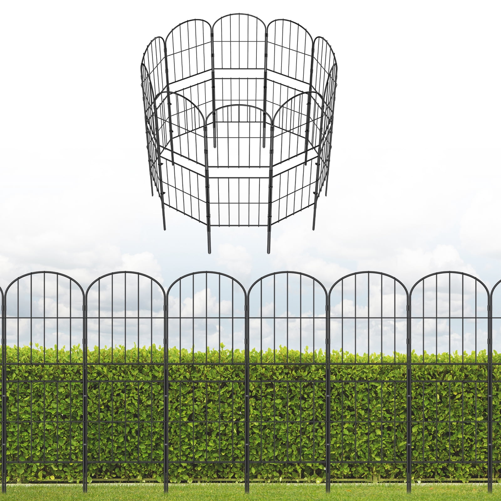36" (H) x 10FT (L) Metal Decorative Garden Fence Outdoor Patio Barrier Extra Height