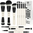 thumbnail image 1 of Kit de 12 Pinceles de Maquillaje Profesional - Brochas Doble Uso para Base y Contorno, Kabuki para Polvo - Ideal para Regalo (Color Negro), 1 of 7