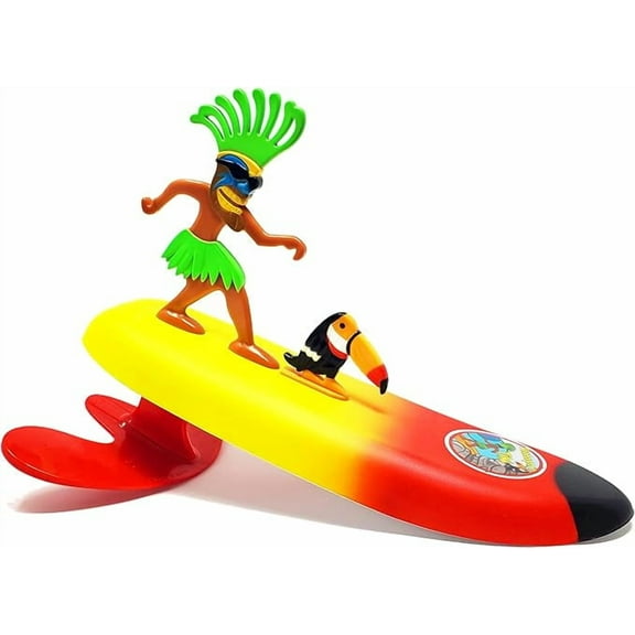 Surfer Dudes Legends & Surfer Pets Wave Powered Mini-Surfer, Pet and Surfboard Beach Toy - Teahupo'o Tiki and Toucan Tiki