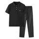 thumbnail image 4 of Conjunto de dos piezas Cagnkofi para hombre, transpirable, de verano, informal, de manga corta y pantalón largo, chándal de color liso., 4 of 5