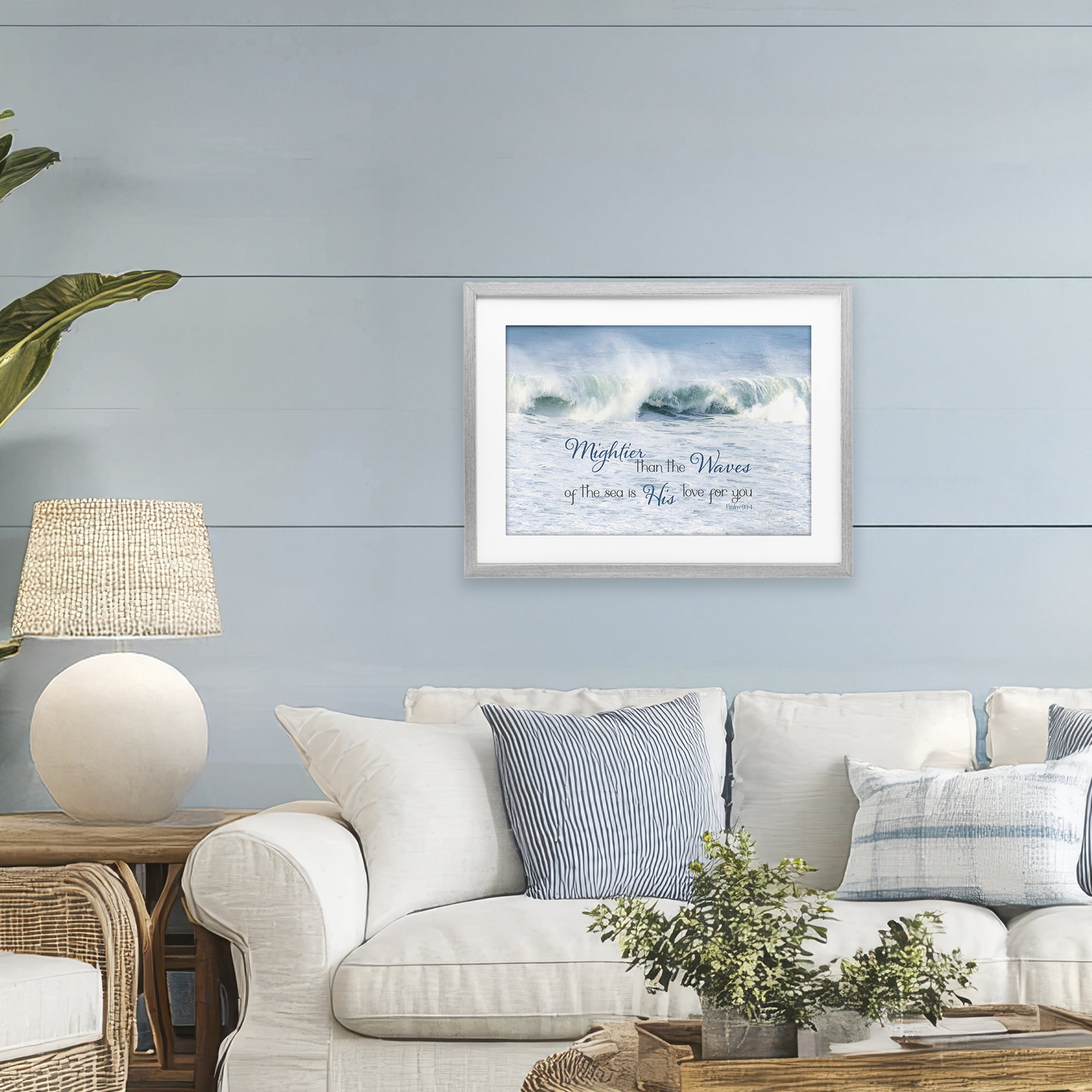 Stupell Industries Mightier Than The Waves Gray Framed Print Under Glass, design by Kathy Mansfield