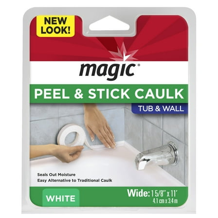 Weiman Magic Peel & Caulk Tub Wall Adhesive Tape Strip, White, 0.494 lb