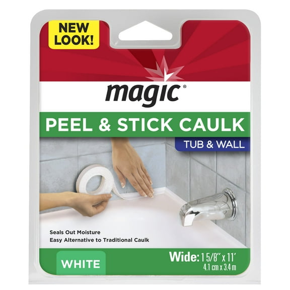 Weiman Magic Peel & Caulk Tub Wall Adhesive Tape Strip, White, 0.494 lb