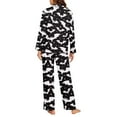 thumbnail image 4 of Garronmavis Halloween Pajamas for Women Long Sleeve Sleepwear Bats Printed Cozy Soft Lounge Sets Button-Down Nightwear Fits for Fall & Winter, 4 of 7