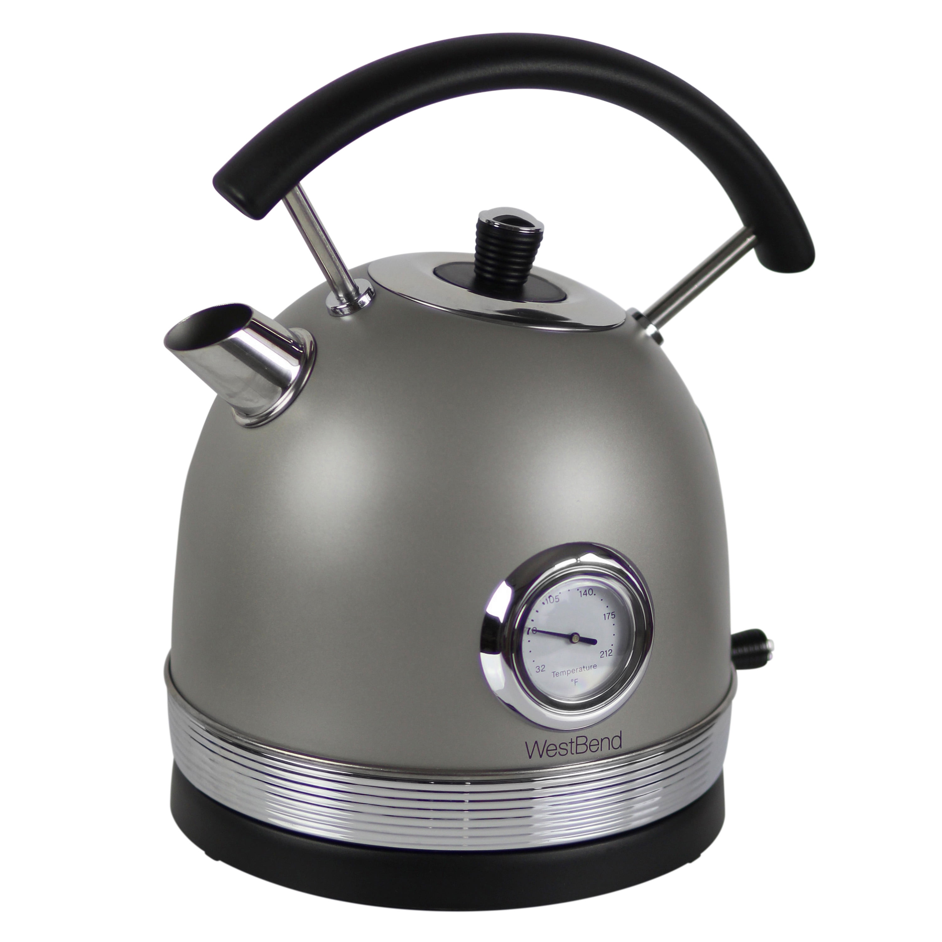 West Bend 1.7L Retro-Style Stainless Steel Electric Kettle, 1500W, Gray