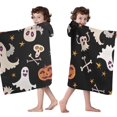 thumbnail image 4 of Playful Halloween Ghosts Pattern Hooded Bath Towel，50"x30" for Ages 3 To 12 Kids, Quick Dry Lightweight Soft Microfiber Hood Beach Towel Cover Up for Kids, 4 of 7