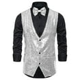 thumbnail image 5 of NOMADIC NOOK Men's Shiny Disco Sequin Suit Waistcoat Set with Bow Tie 2 Packs, 5 of 6