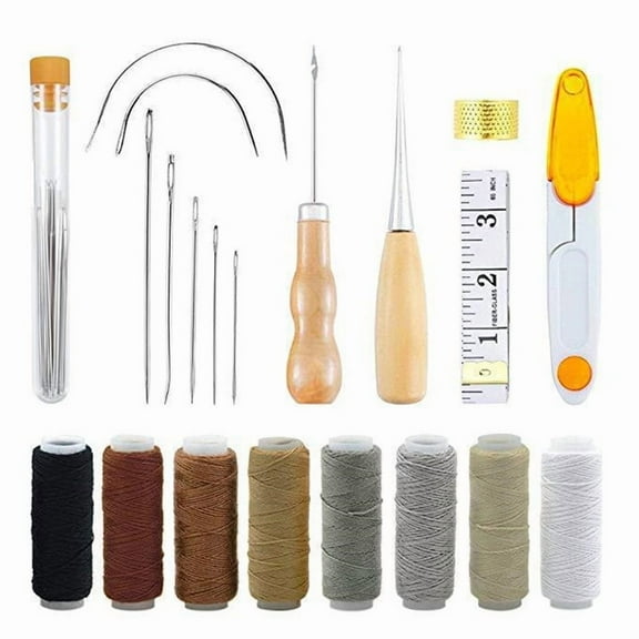 Complete Leather Craft Tools Set Full Professional Canvas Leather Sewing Awl Needle Hand Stitch Tools Kit DIY Stitching Supplies