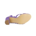 thumbnail image 5 of BLISSFUL STEP Women's Open Toe Crisscross Lace Up Block Heel Sandals Purple 7, 5 of 7
