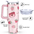thumbnail image 3 of 40oz Cute Red Strawberry Stainless Steel Flip Straw Tumbler Spill Proof Travel Cup Double Wall Vacuum Insulated Coffee Mug with Top Handle, 3 of 6