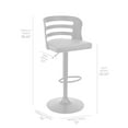 thumbnail image 3 of Khalia Adjustable Swivel Gray Faux Leather and Black Wood Bar Stool with Black Base, 3 of 11