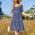 thumbnail image 4 of Conjunto de vestido de manga corta con fresco azul minoico de Cnosos para mujer, 4 of 7
