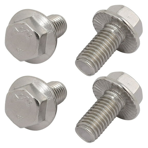 Unique Bargains 4Pcs M10 x 20mm Thread 304 Stainless Steel Hex Serrated Head Flange Screw Bolt