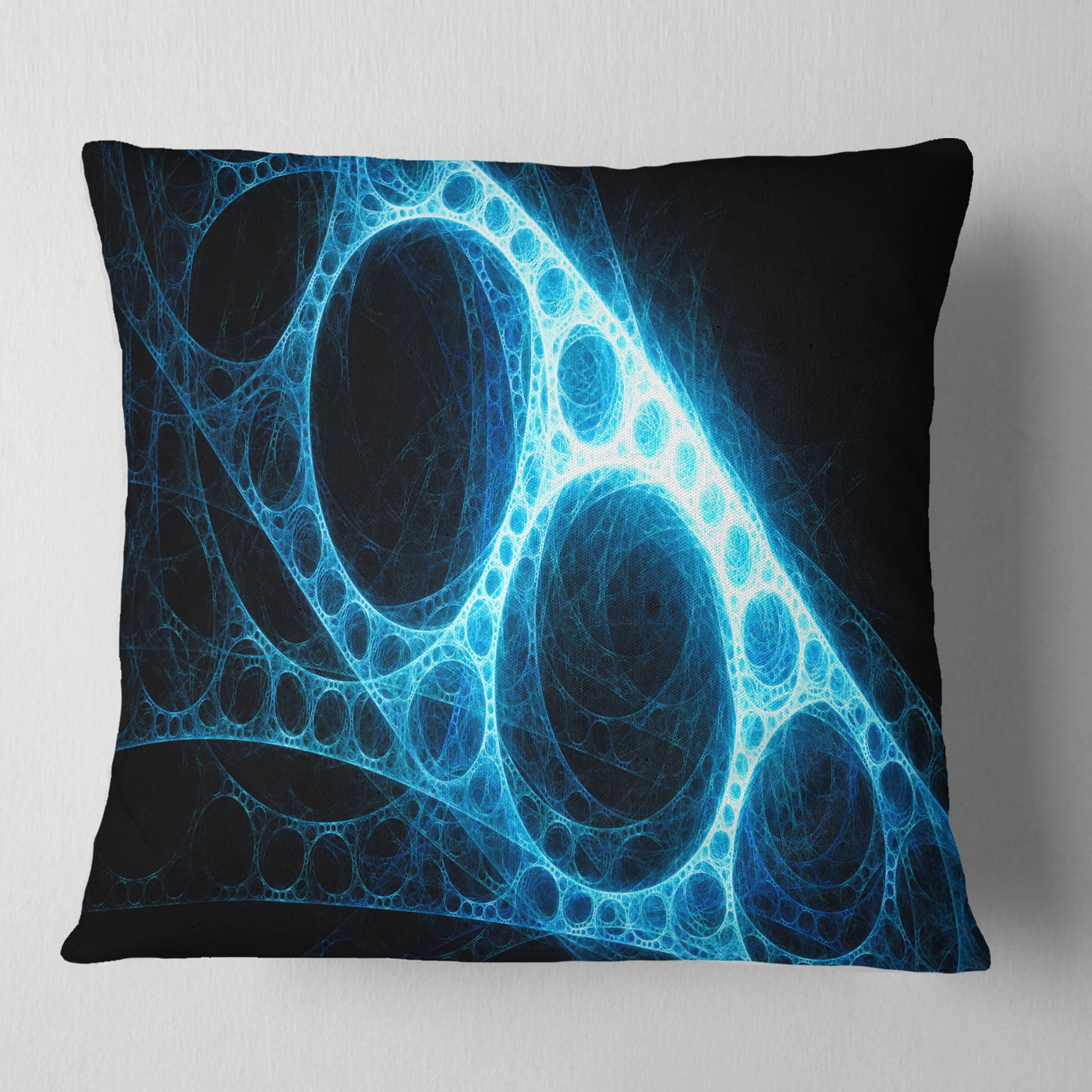 Designart Blue Metal Construction in Black - Abstract Throw Pillow - 16x16