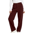 thumbnail image 2 of WULMLEO Women's Corduroy Straight Leg Pants Elastic Back Waist Button Zip Fly Loose Casual Trousers with Pockets Wine S, 2 of 7