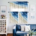 thumbnail image 2 of Abstract Beach Kitchen Curtains Valances and Tiers Set of 3 Navy Blue Beige Ombre Ocean Wave Coastal Sand Tier Curtains and Valance with Rod Pocket for Small Windows, 27.5"x24", 2 of 9