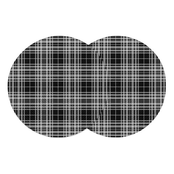 Round Placemats White Black Checked 15 inch Set of 2 Table Mats for Dining Table Modern Classic Square Heat Resistant Non-Slip Kitchen & Home Decorative Place Mat Set