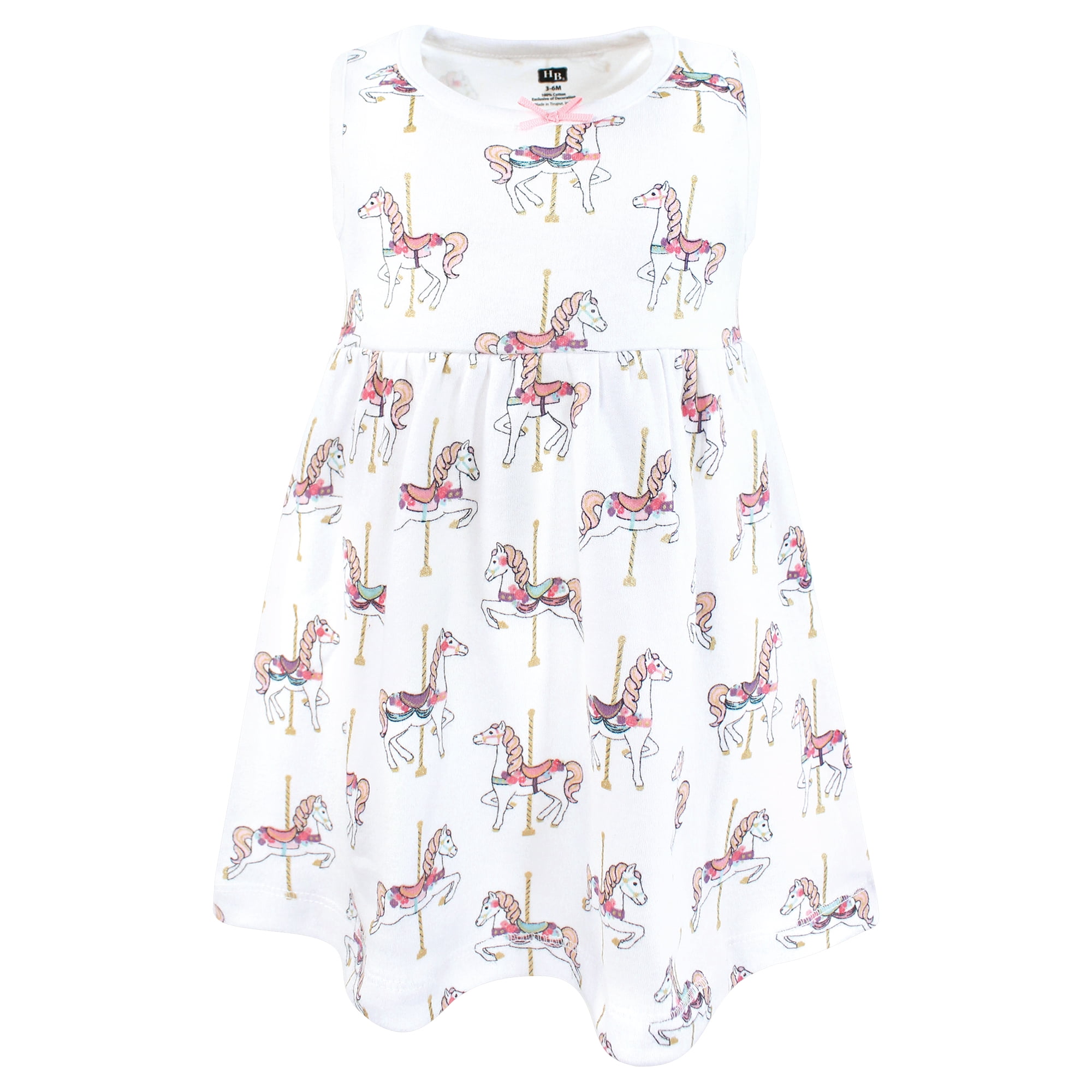 Hudson Baby Infant and Toddler Girls Cotton Dress and Cardigan Set, Carousel Horse, 18-24 Months