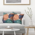 thumbnail image 3 of Coral Teal Navy Blue Pillow Covers 18x18 Inch Set of 2 Dahlia Floral Decor Throw Pillows Summer Modern Geometry Flower Outdoor Decorative Cushion Cases for Sofa Couch Bed Decorations, 3 of 6