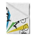 thumbnail image 2 of Feminine Soft Flannel Fleece Throw Blanket, Abstract Silhouette Girls on Bike Colorful Wheel Relax Exercising Enjoyment Theme, Cozy Plush for Indoor and Outdoor Use, 60" x 80", Blue Red, by Ambesonne, 2 of 5