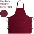 thumbnail image 3 of ONEKISS Aprons with Pockets Canvas Cotton Waterproof Cooking Apron for Men & Women, Adjustable Straps, One Size Fits Most, 3 of 7