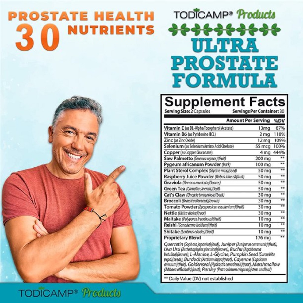 Buy Bladder Control Pills and Prostate Health Supplement for Men by Todicamp 30 Components