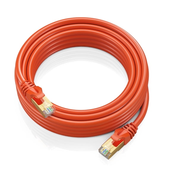 Cat 7 Ethernet Cable 100 ft - High-Speed Cat7 Internet & Network LAN Patch Cables, RJ45 Connectors - Perfect for Gaming, Streaming, and More (Orange)