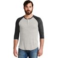 thumbnail image 1 of Camiseta henley de manga 3/4 raglán alternativa para hombre, avena/negro, pequeña Ropa alternativa 1989, 1 of 1