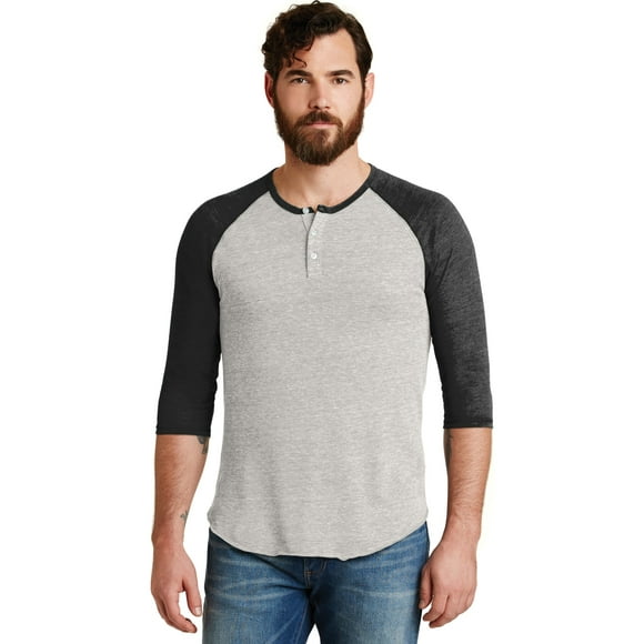 Camiseta henley de manga 3/4 raglán alternativa para hombre, avena/negro, pequeña Ropa alternativa 1989
