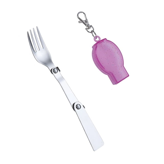 Bewildely Cubiertos para acampar de acero inoxidable, cubiertos portátiles, lavables, suaves, plegables, para exteriores, vajilla con estuche de Cocina y Comedor 1.2mm Horquilla Rosa Bewildely HA075279-05