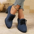 thumbnail image 5 of Eltusu Women Platform Chunky Heels, Lace-up No Slip Mid High Heels Round Toe Block Heel Shoes Navy Size 6, 5 of 8