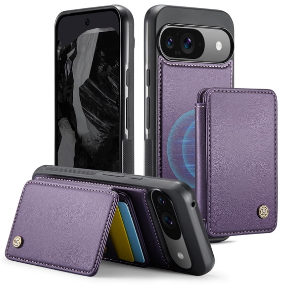 TECH CIRCLE for Google Pixel 9 Pro / Pixel 9 Case 6.3" 2024, PU Leather Case with A Removable Magnetic Wallet with Stand Function, RFID Blocking Credit Card Slots, Lightweight Phone Cover, Purple