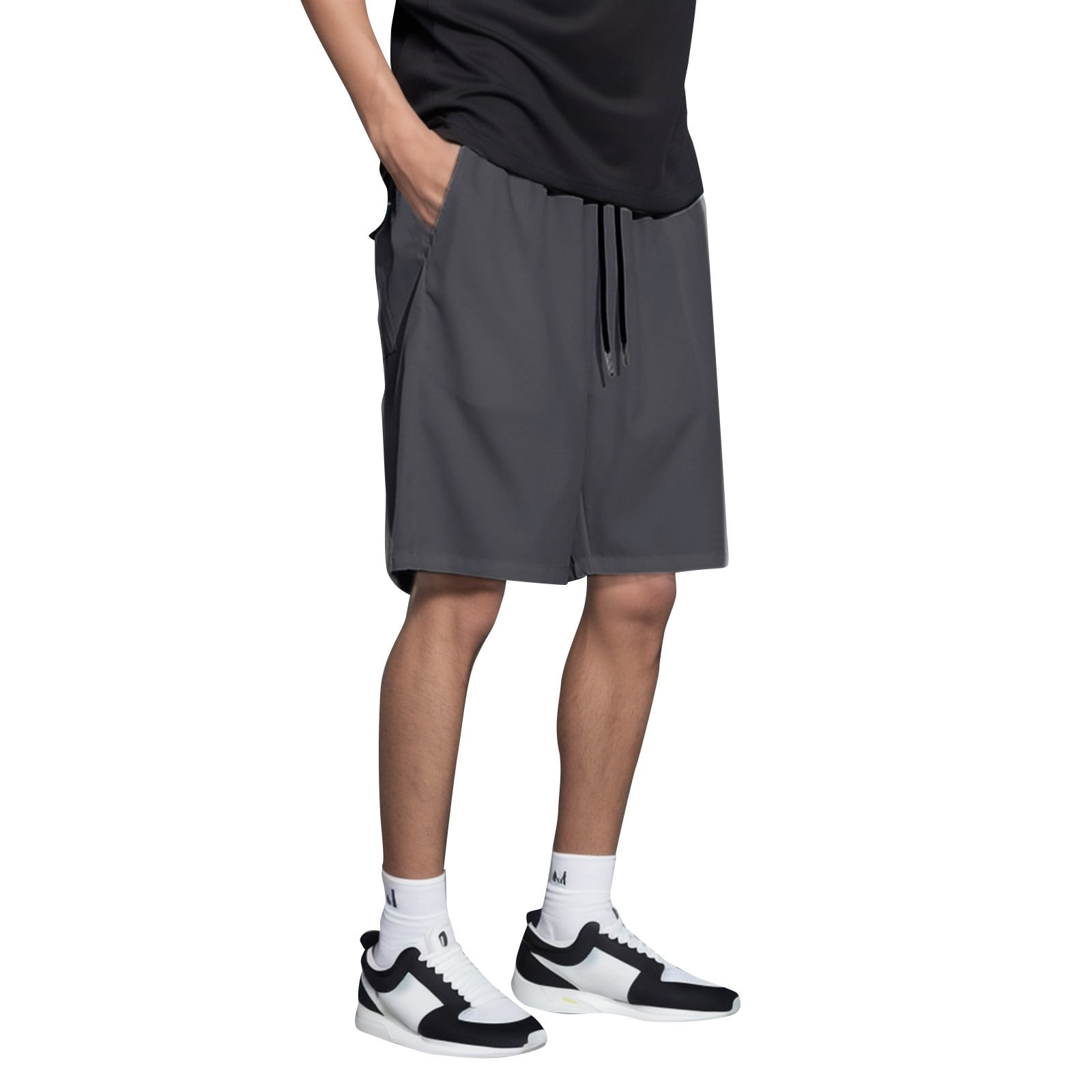 Aayomet Shorts de Course pour Hommes Shorts Décontractés (Gris Foncé, TG)