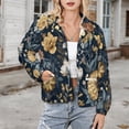 thumbnail image 3 of Jackets for Women Winter Coat Jackets Flannel Stand Collar Jacket(Dark Floral Autumnal Pattern Design,Size:S-4XL), 3 of 7