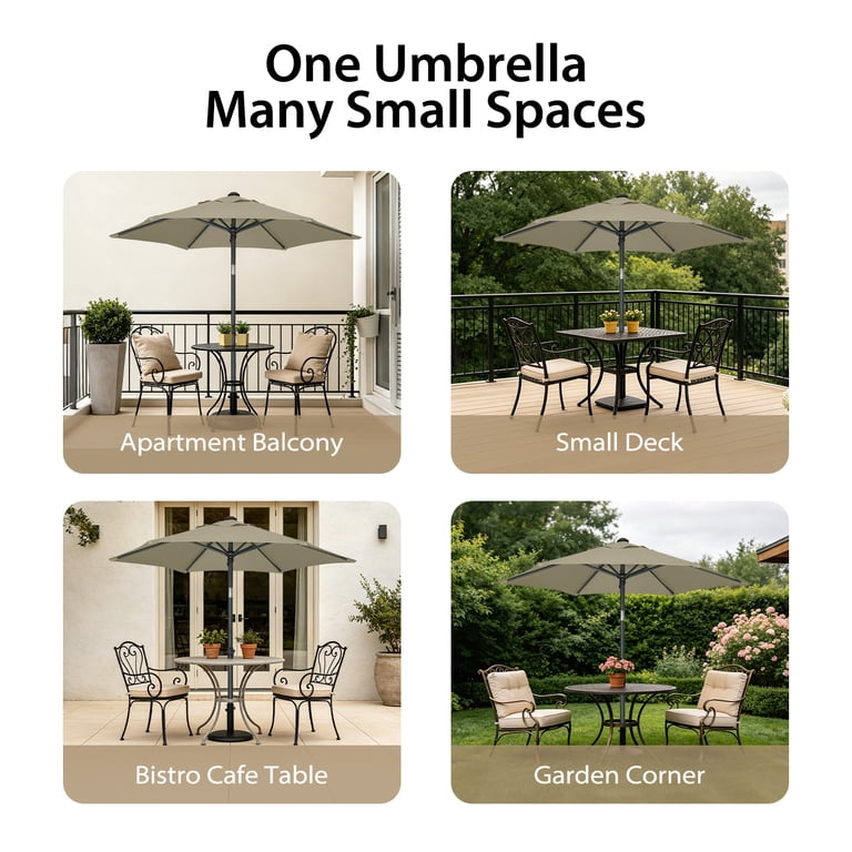 AMMSUN 6ft Round Patio Umbrella, Khaki UPF50+ photo 8