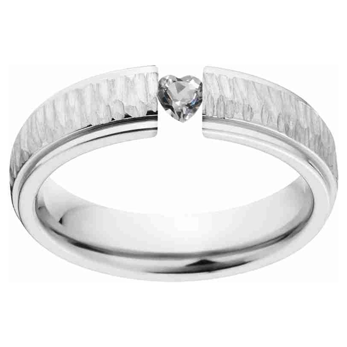Heart Shaped White Saphire 5mm Stainless Steel Custom Tension Set Ring