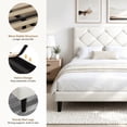 thumbnail image 4 of Twin Bed Frame with Upholstered Faux Leather Headboard, UHOMEPRO Platform Bed Frame with Wood Slat Support, No Box Spring Needed, Beige, 4 of 10