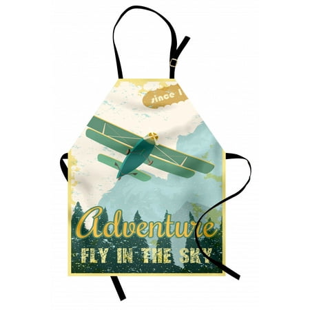 

Vintage Apron Old School Plane in the Sky Trees Sixties Propeller Engine Historical Flight Murky Unisex Kitchen Bib Apron with Adjustable Neck for Cooking Baking Gardening Multicolor by Ambesonne