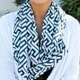 thumbnail image 4 of Pop Fashion Women's Infinity Scarf with Hidden Zipper Pocket & Pattern Print Greek Key (Navy), 4 of 4