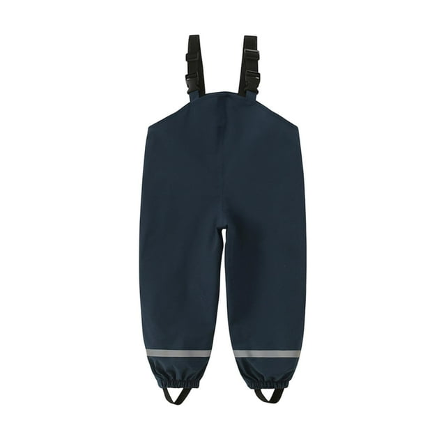 Rain Pants for Kids, Waterproof Polyester with Reflective Cuffs and Adjustable Straps, Flat Waist Design, Four-Season Use, for Outdoor Play and Puddle Jumping
