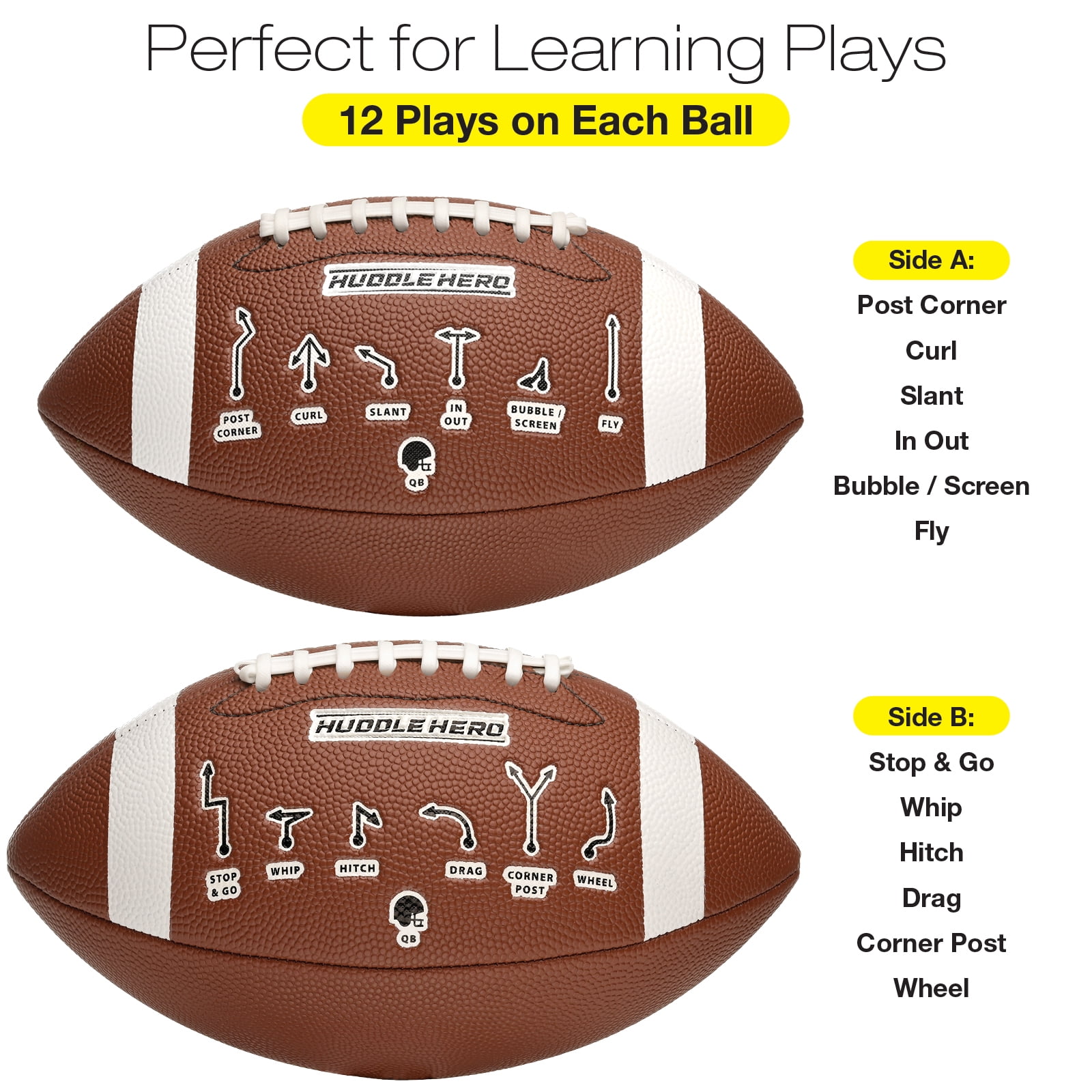 Xcello Sports Huddle Hero Junior Football 2-Pack w/ Pump (Black and Brown) - XS-FB-JRHH-1