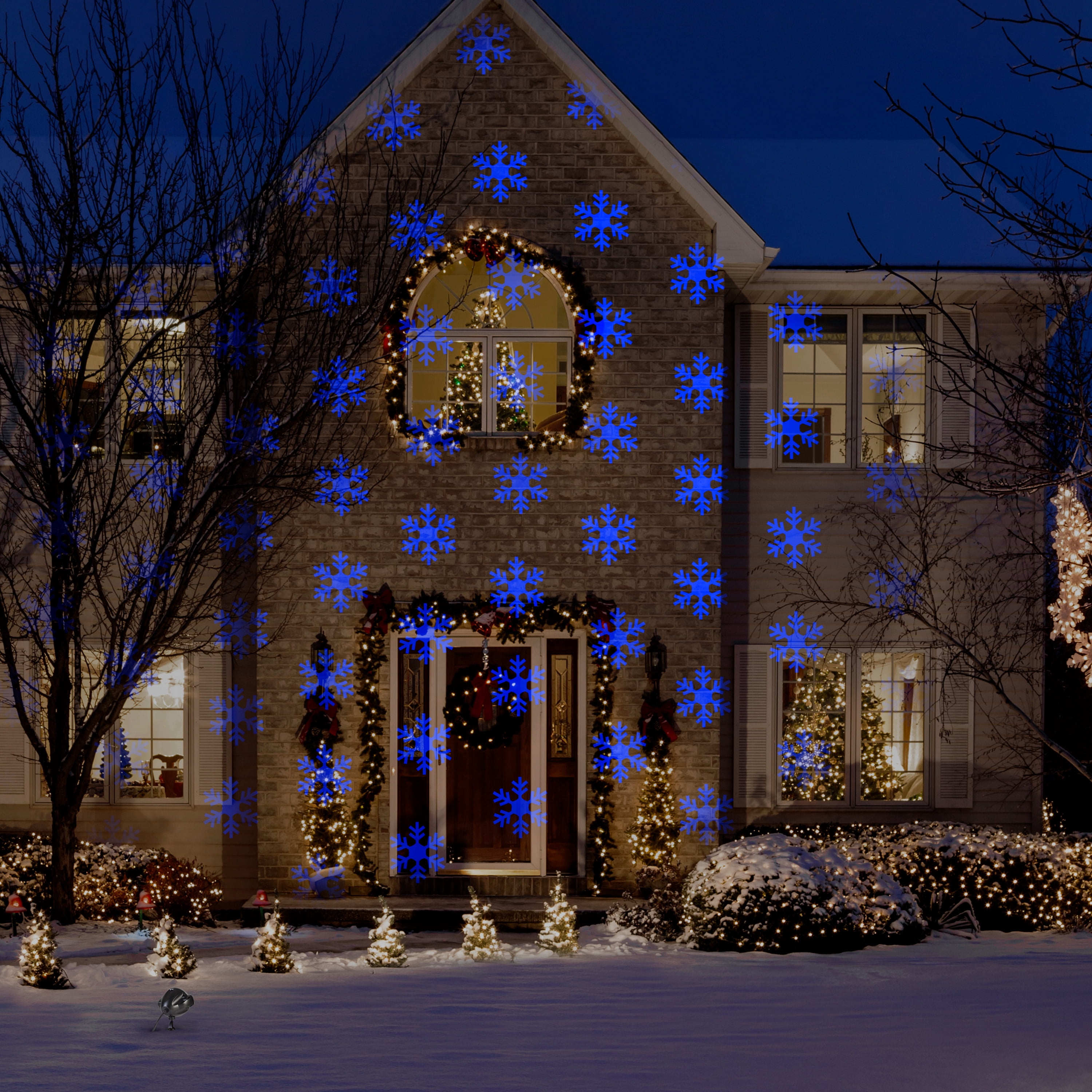 Christmas Holiday Lightshow Illuminations Snowfall Blue String Lights Projector Light